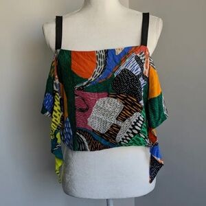 Zara multicoloured abstract print crop top, Size M,